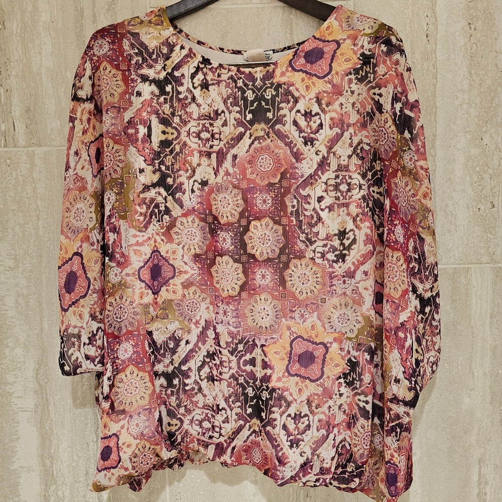 Mascara Womens short sleeve blouse Shirt Size 2X y2k pink brown
